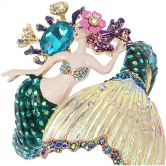 New Betsey Johnson Mermaid Hinged Bangle Bracelet - Picture 11 of 14